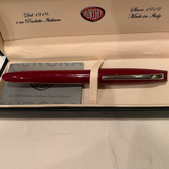 Burgundy Aurora Rollerball with Leather case - Picture 3 of 3